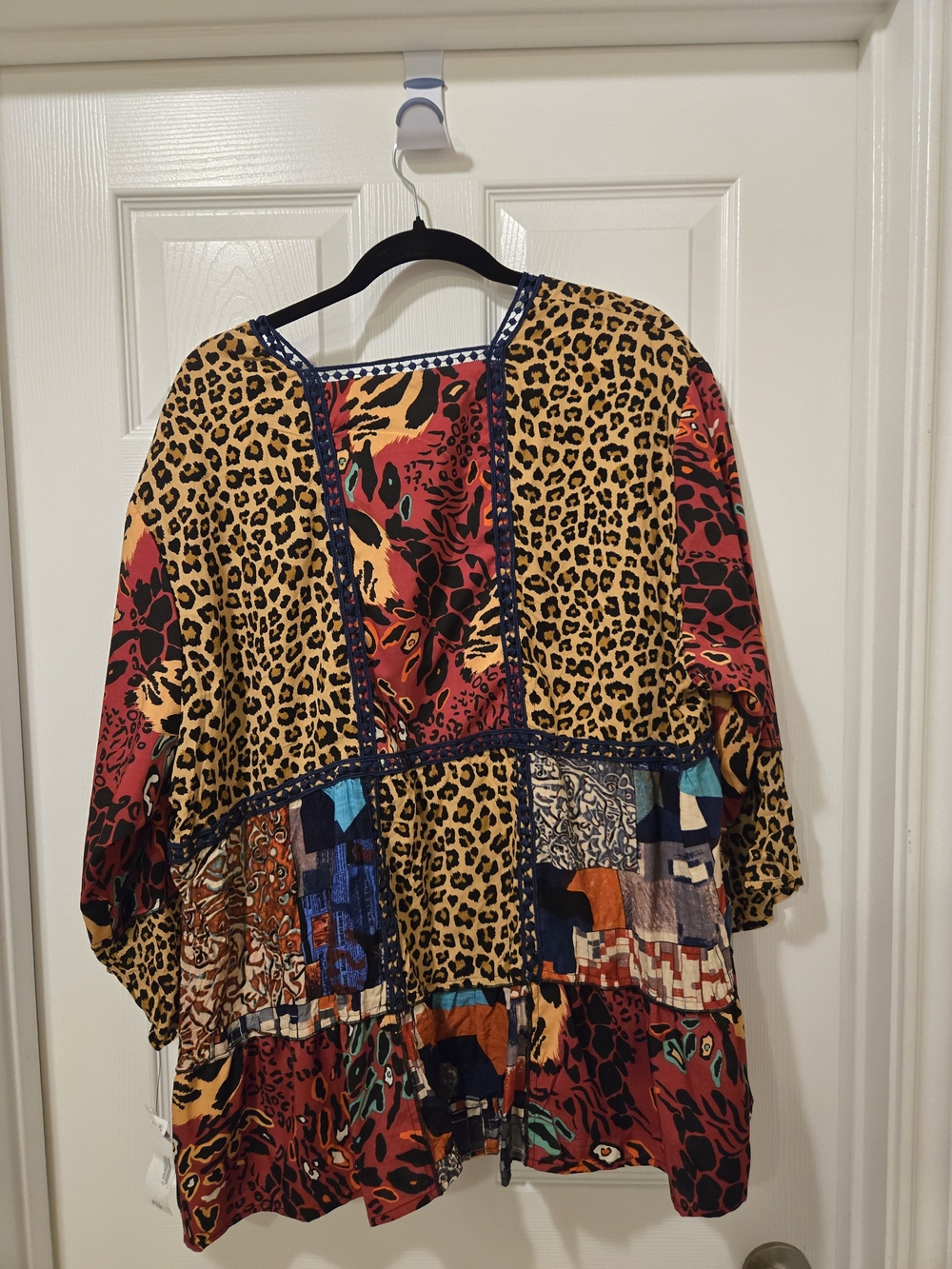 Mixed-Print Leopard Patchwork Blouse in Multi-Color - Picture 9 of 9